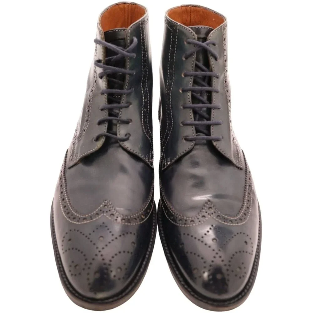 Navyboot Italy Navy Blue Leather Wingtip Chukka Boots Men 7 Dress Shoes Ankle 40